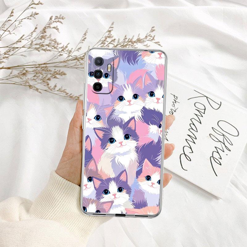 Cat Kitten Cute Transparent Phone Case for Samsung Galaxy A04 A04S A14 A23 A34 A54 M23 M33 M52 M53