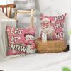 Soft Linen Merry Christmas Pillow Cover Hidden Zipper Closure Vibrant Color Fade-Resistant Square Pillowcase Sofa Cushion Cover