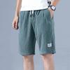 Men Summer Athletic Shorts Mid-rise Elastic Drawstring Waist Shorts Pockets Wide Leg Running Shorts Solid Color Thin Quick Drying Ice Silk Shorts