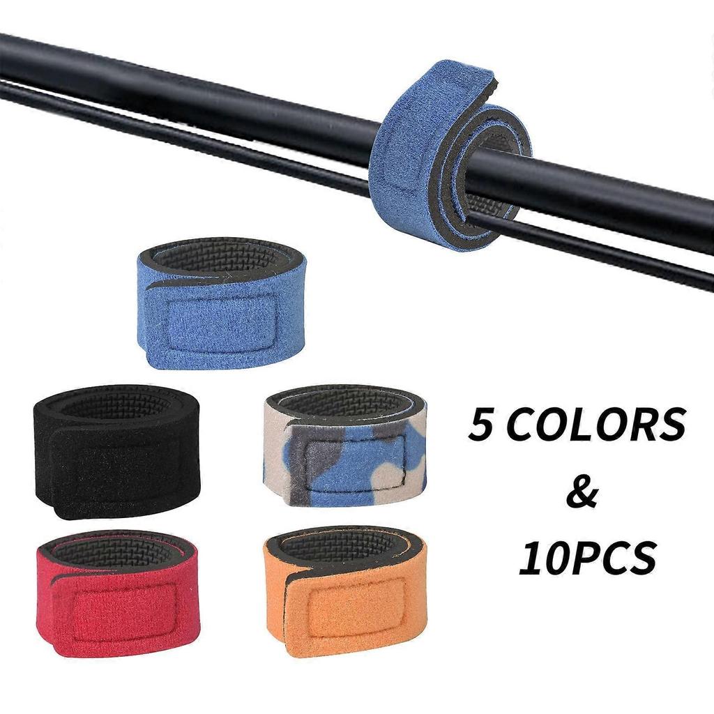 10 PCS Fishing Rod Belts Ties, 5 Colors Elastic Magic Bait Strap,Adjustable Fishing Rod Straps Fishing Rod Tie Strap