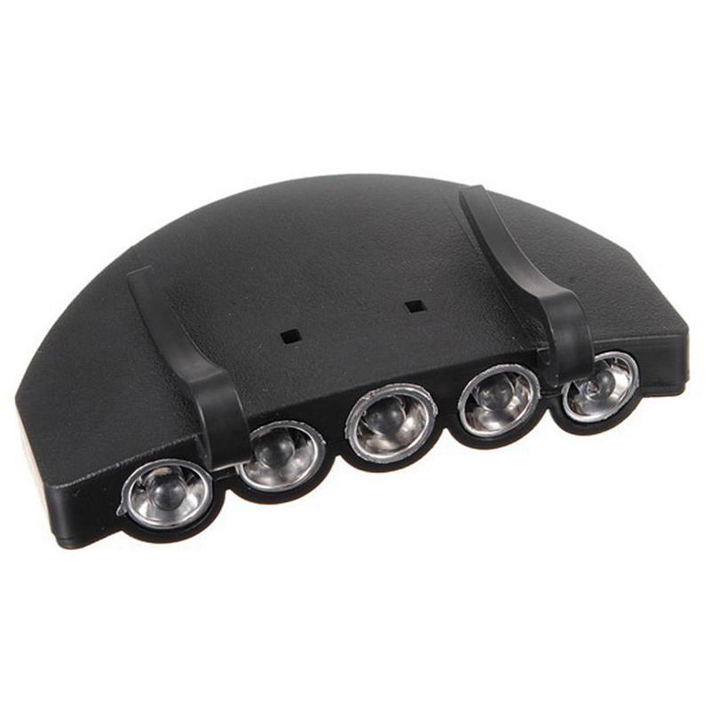 

Высококачественный прочный клипсовый 5-светодиодный головной убор, налобный фонарь для рыбалки, кемпинга, охоты на открытом воздухе 1pcs