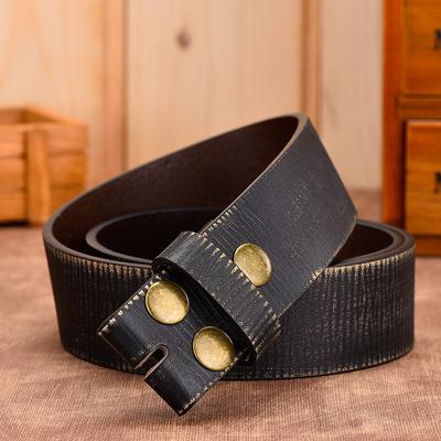 Retro Leather Belt Body Four-In-One Buckle Connecting Button Head Men'S Belt Headless Leather Belt Body