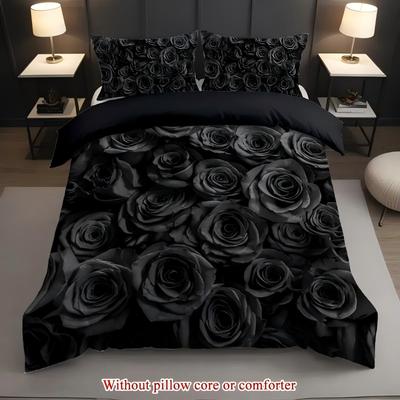 Black Roses Pattern 3D Printed Quilt Cover Set Soft Comfortable Bedding Cover Pillowcase Home Textiles Luxury Duvet Cover Set