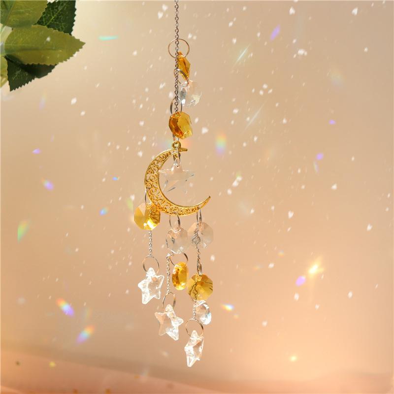 Suncatcher Crystal Rainbow Chaser Wind Chimes Moon Sun Catcher Glass Prism Outdoor Window Decor Home Garden Car Hanging Pendants