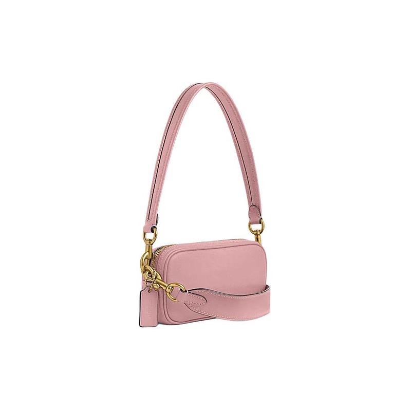Coach Avery 20 Metal Solid Color Logo Zipper Closure Cow Leather Hand Crossbody Shoulder Bag Small Size Women's Soft Pink
