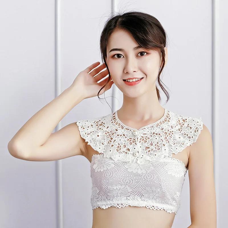 Autumn Women's Chiffon Fake Collar Ladies Detachable Lace Floral False Collar Blouse Top Women Doll Collars Clothes Decor