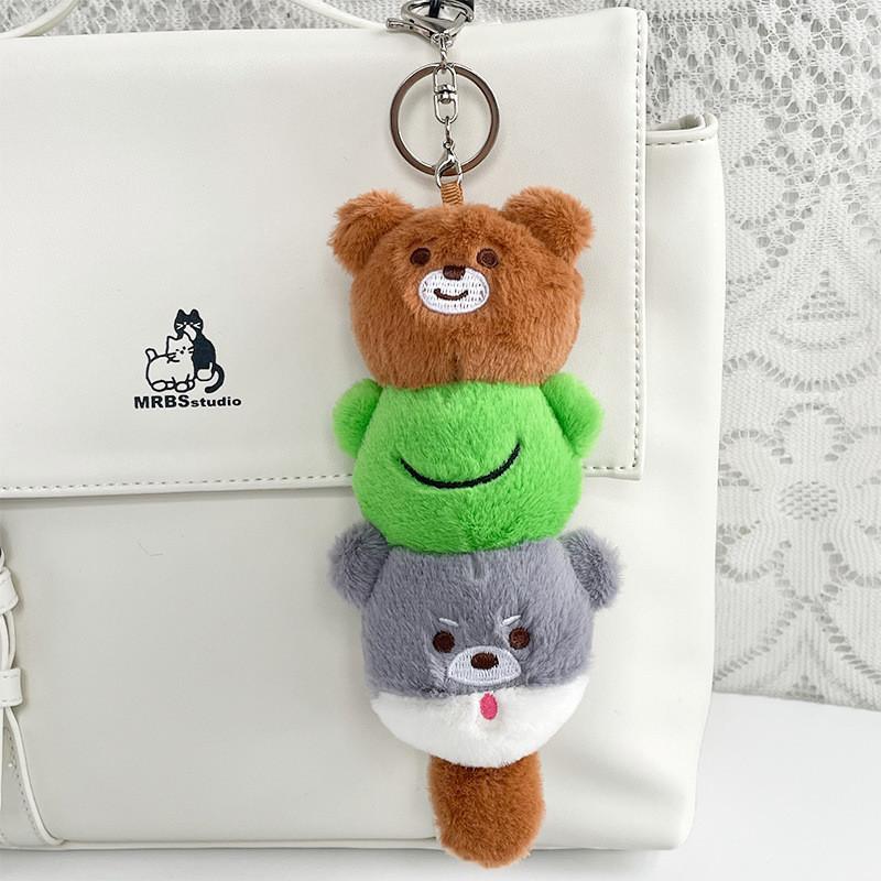 Cute Animal Plush Keychain Charming Backpack Accessory Adorable Child Gift коричневый