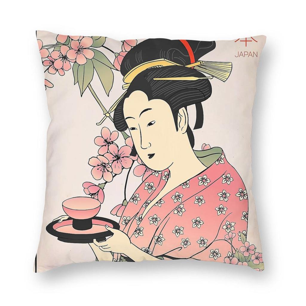 Otaku Geisha Und Tee Kissenbezug Polyester Leinen Samt Bedruckt Reißverschluss Dekorative Kissenhülle Sofakissenbezug