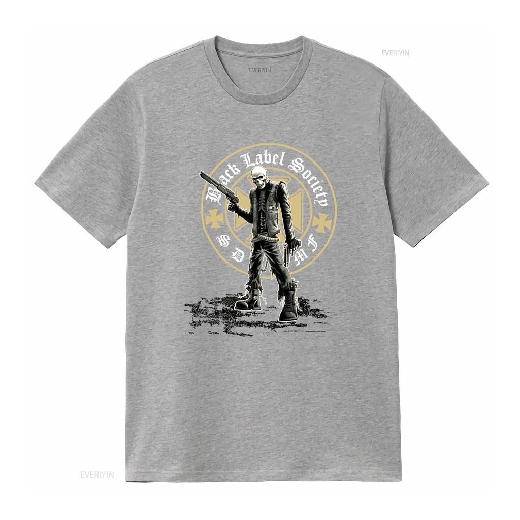Nwot Black Label Society Band T Shirt Gothic Skull Print Rock Style Mens vintage Washed streetwear Breathable Versatile homme
