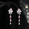 Crystal Butterfly Tassel Earrings: Silver Needle, Zirconia-Inlaid, Long Style for Women’s High-End Summer Fashion