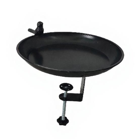 Metal Detachable Bird Bath And 2-in-1 Outdoor Waterer Feeder for Garden & Feeder Rust-Proof No-Drill Rail