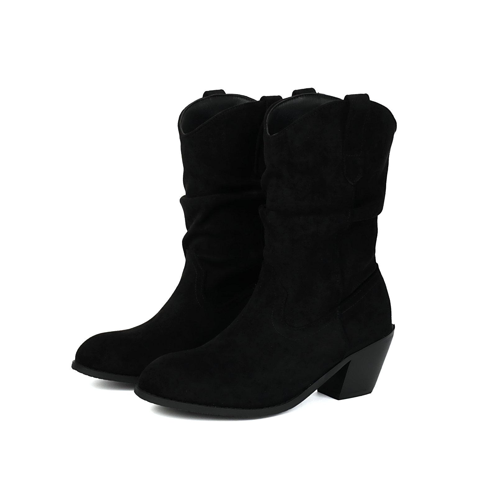 

Женские ботильоны-слоучи, ковбойские вестерн-ботильоны, ковбойские флоковые слипоны, осенне-зимняя обувь 47 чёрный