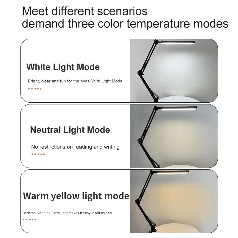 Led Folding Long Arm Eye Protection Lamparas Usb Reading Study Studio Portable Desktop Clip Light Desk Table Lamp for Students