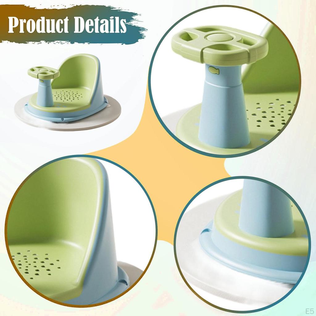 Baby Bath Seat Support Chair Stability with Suction Cups Sit up Bathing khaki