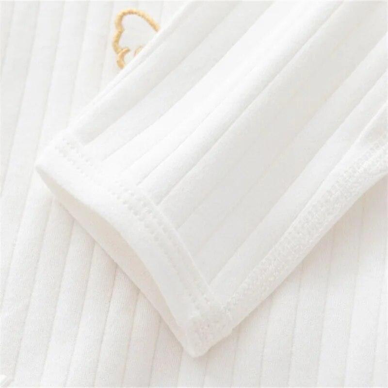 0-6M Frühling Baby Mädchen Jungen Strampler Hut Baumwolle Weiß Kleidung Für Mädchen Mode Säuglings Overall Neugeborenen Babys 0 bis 3 M