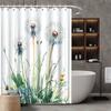 Dandelion Bloom Shower Curtain - Green Grass & Yellow Buds, Polyester, 72x72", 12 Hooks, Vibrant White for Modern Bathrooms