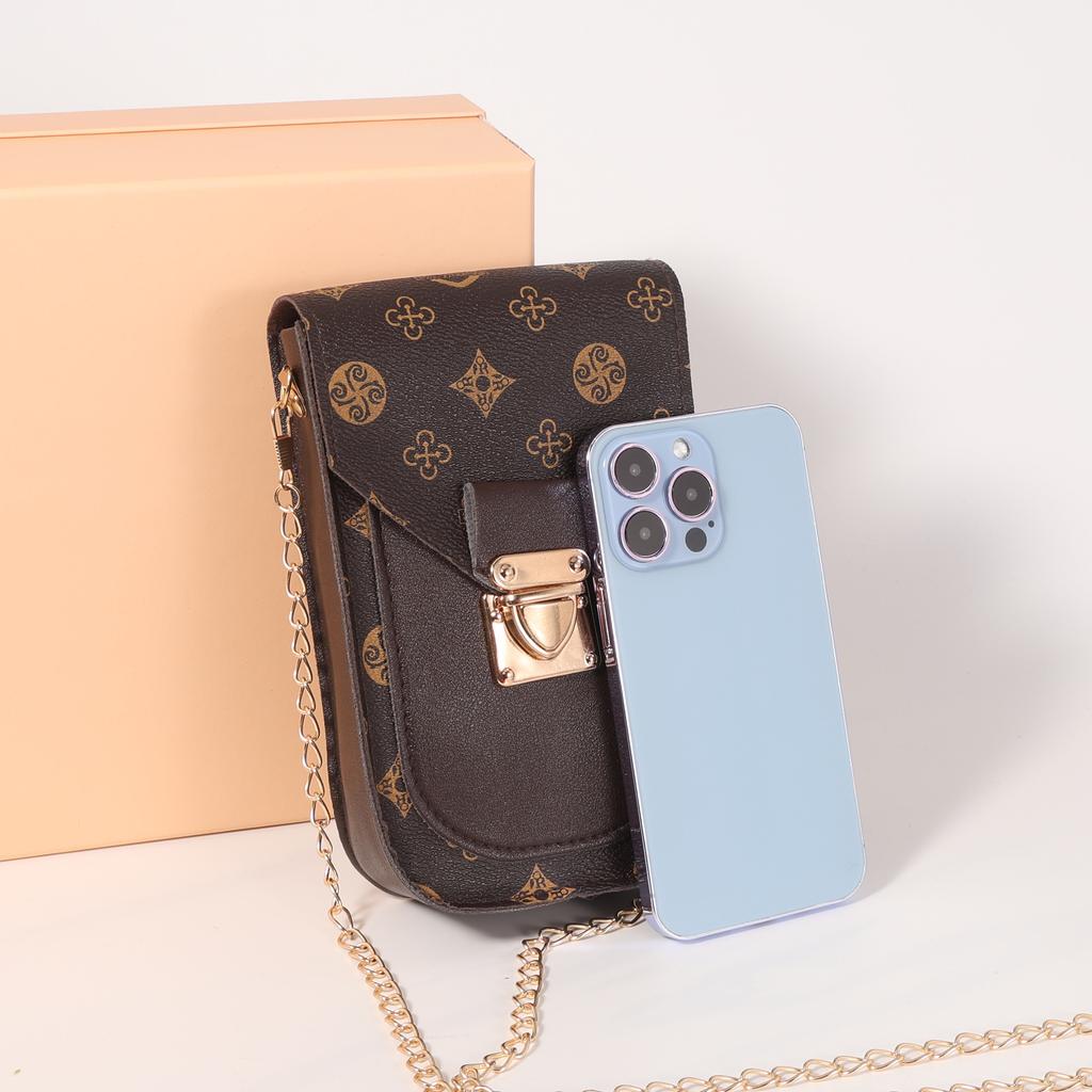 JYL TS Women's Sling Bags  Flower Bag 072 Crossbody PU Retro Chain Phone Bag