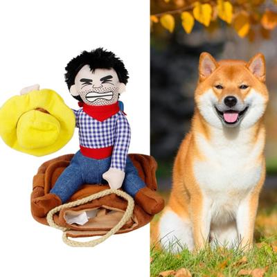 Yousheng Funny Pet Costume Sleeveless Cotton Pet Cowboy Rider Style Dog Costume Pet Supplies