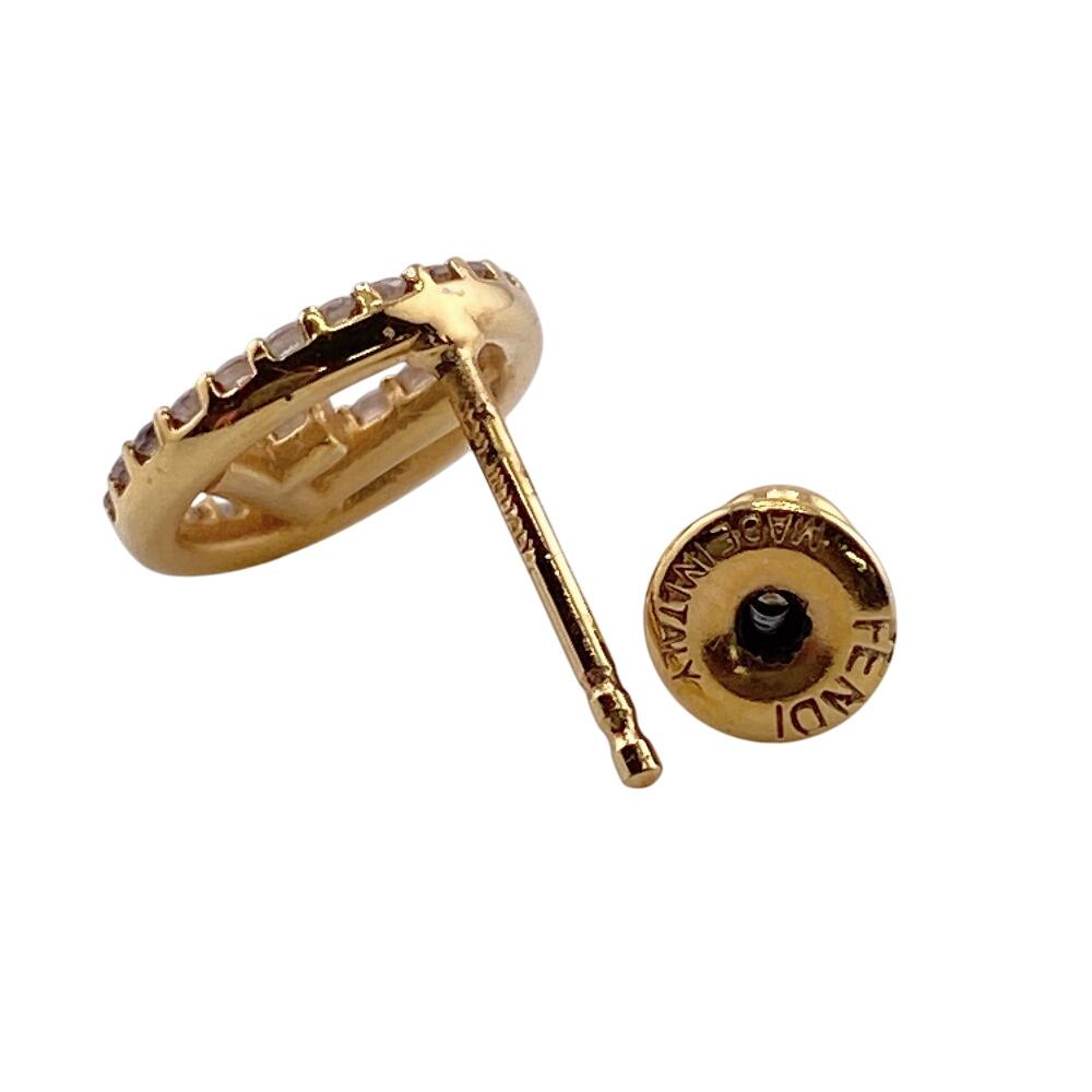 FENDI Rhinestone Ehuise Fendi Pierce gold Women Used