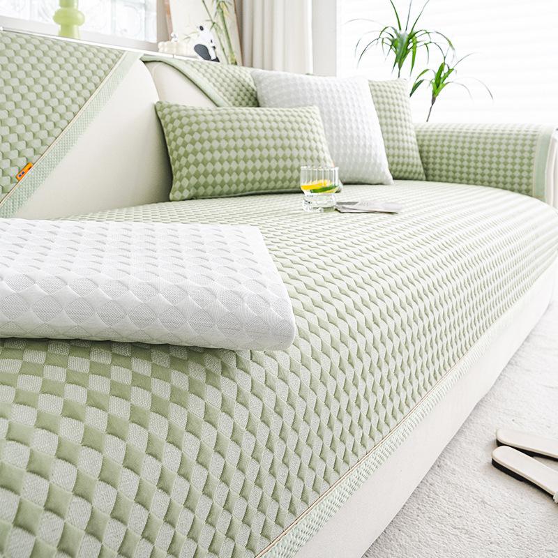 Summer Ice Cream Cold Bean Sofa Cushion Mat Non-slip Breathable Living Room Sofa Cover Cloth Back Towel
