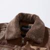 Cappotto invernale da uomo in pelle, giacca in velluto spesso con risvolto da locomotiva, cappotto in pelle PU da uomo
