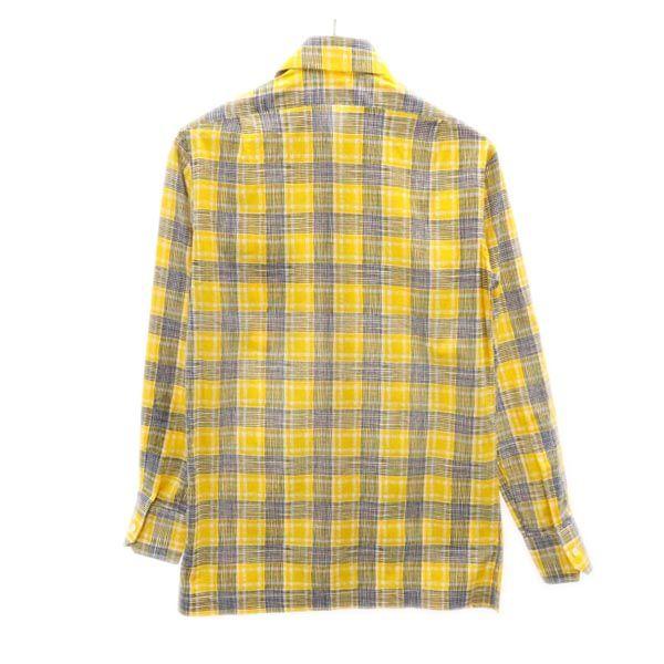Givenchy 80s Vintage Check Pattern Long Sleeve Shirt 37 Yellow Men's Used
