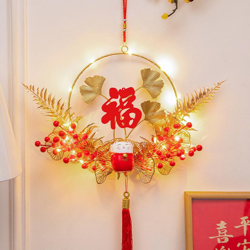 Zuhause Chinesisches Neujahr Kranz Wohnzimmer Schlafzimmer Girlande Batteriebetrieben Hängende Dekoration Festival Ornament