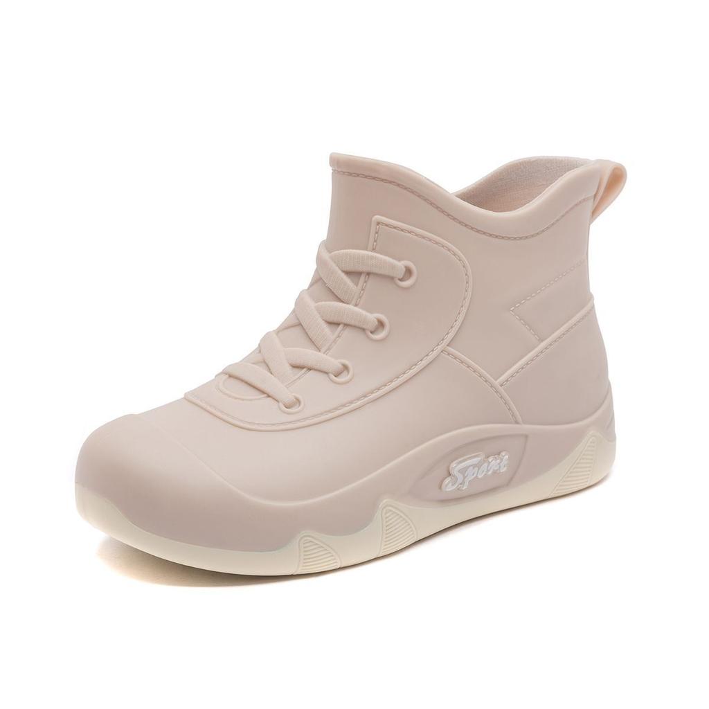 2025 New Women Waterproof Rain Boots for Women Fake Lace Up Ankle Rubber Rain Shoes Non-slip Four Seasons Woman Water Boots