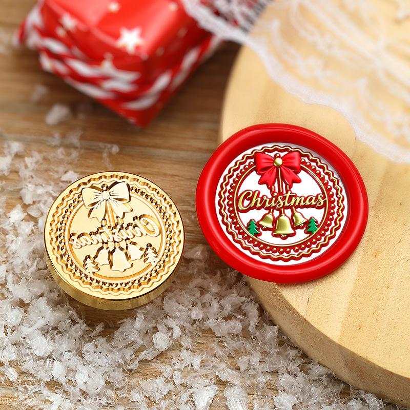 

Christmas Series Embossed Christmas Tree Lacquer Seal Head Brass Carving Wax Seal Decoration Gift for Lacquer Lovers
