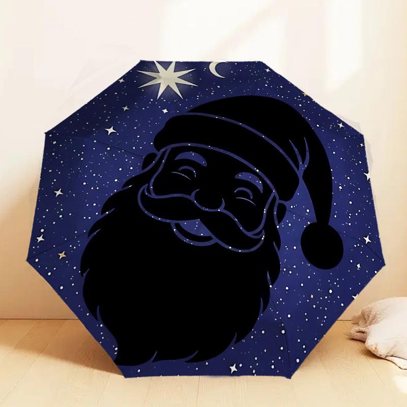 Santa's Starry Night Adventure: Automatic Opening/Closing Umbrella Outdoor Protection, Travel Accessory, Lightweight & Durable 113