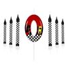 7 Pezzi Auto da Corsa Rosse a Tema Compleanno per Torta Candele, Numero 0 1 2 3 4 5 6 7 8 9 10 Candela Topper per Torta di Compleanno