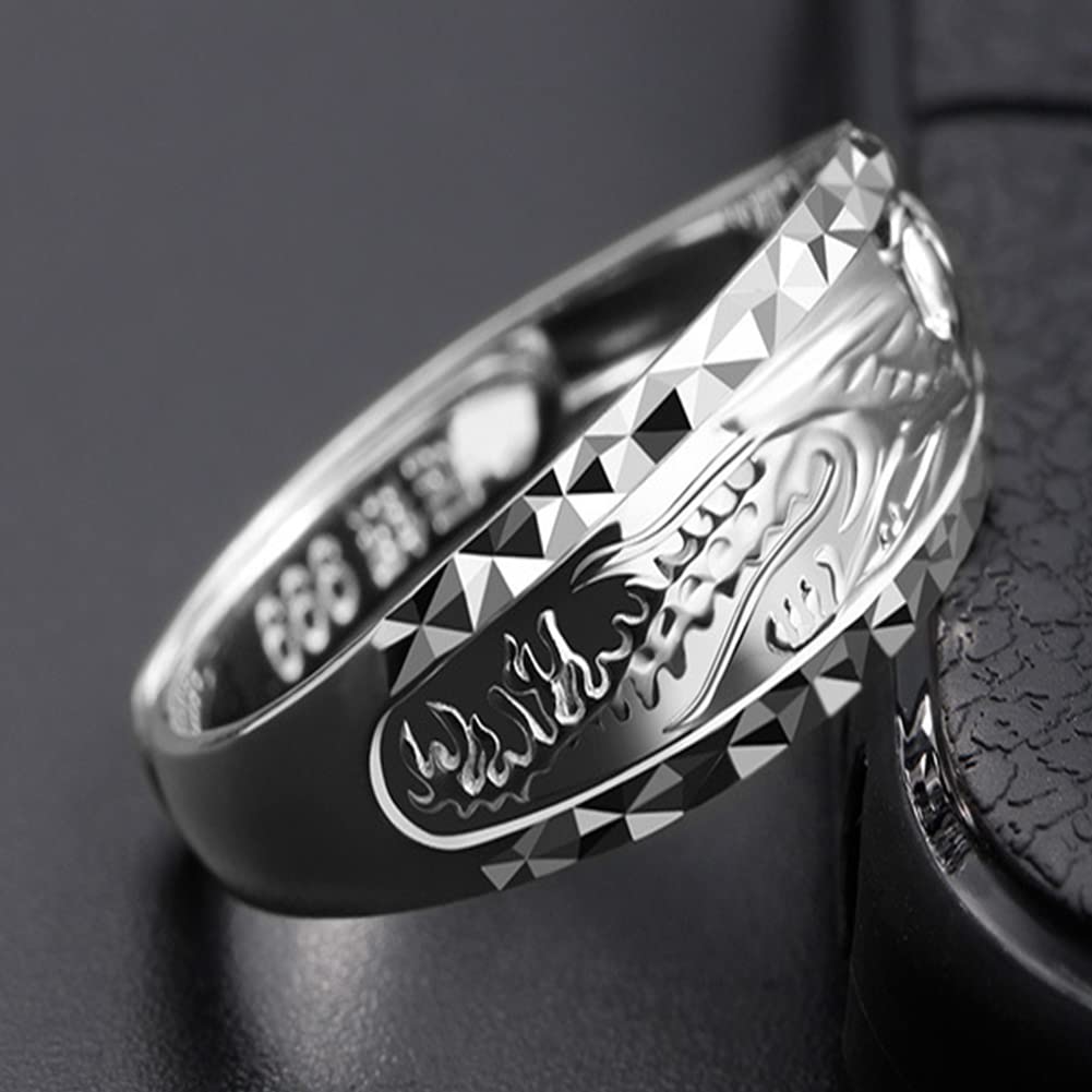 Freie Größe 999 Silber Drachenschnitzerei Phoenix Phoenix Sterling Silber verstellbar Hochzeit Mode Accessoire [Rockyu] Ring, Herrenring, Ring, stilvoll,