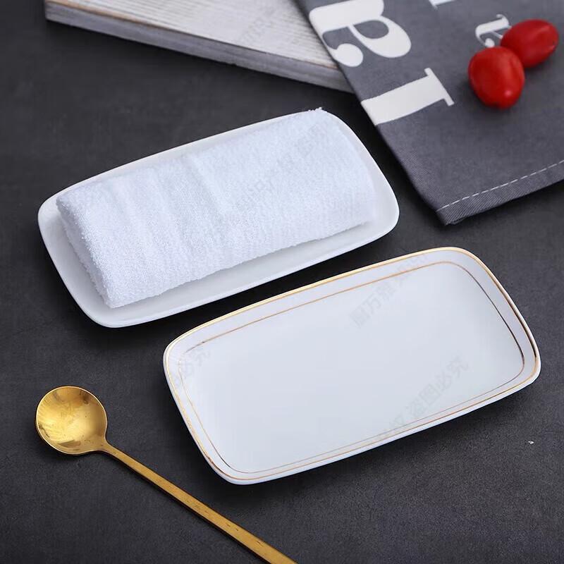 Chu Wanya Gold-Rimmed Ceramic Towel & Soap Dishes
