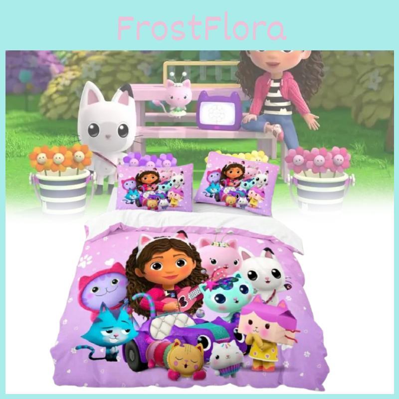 Gabbys Dollhouse 3d Printed Duvet Cover Set For Kids Bedroom Decor