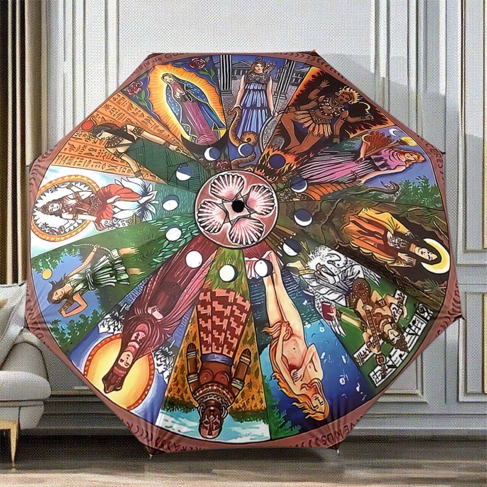 

Automatic Open/Close Folding Umbrella Cards - Mystical Deck Design (Fool, Hanged for Man, Hermit) - Compact Travel Umbrella Re (as the picture,Iron&8K)