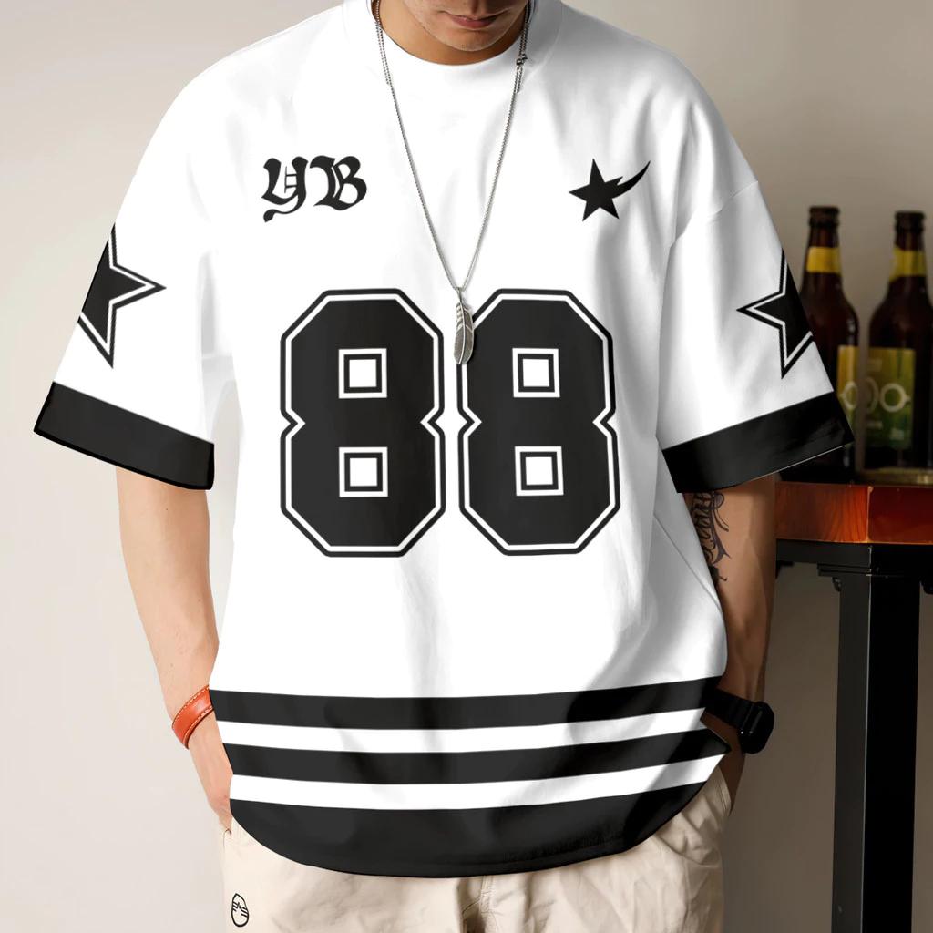 2026 Ootd Hip-Hop Vintage Jersey Summer Lelaki Viral Street Jersey Viral American Retro Street Jersey Outdoor Sports Football T-Shirt