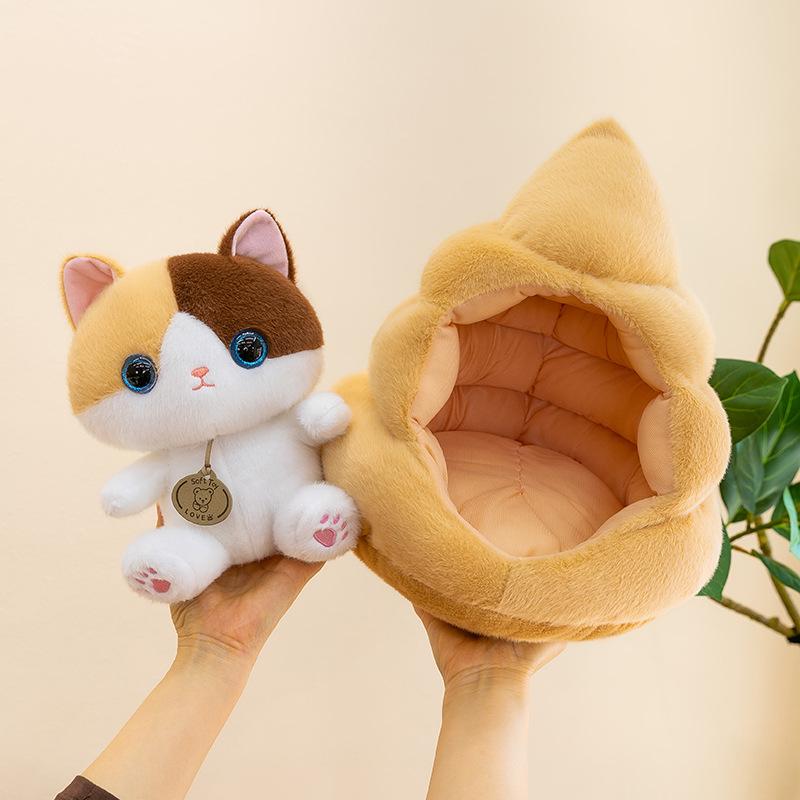 Cute Cartoon Cat Plush Bed Doll - Adorable Home Ornament & Gift for Girls