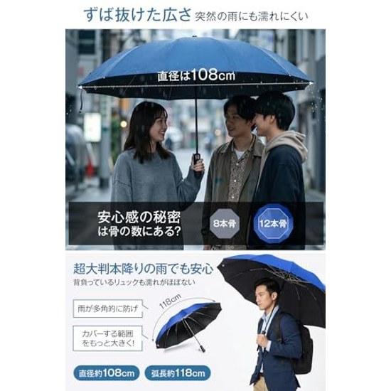 Super Large Size12 Ribs Folding Umbrella One-Touch Automatic Open Close Mens Reverse Wind Resistant Teflon Coating Windproof Water Repellent Durable