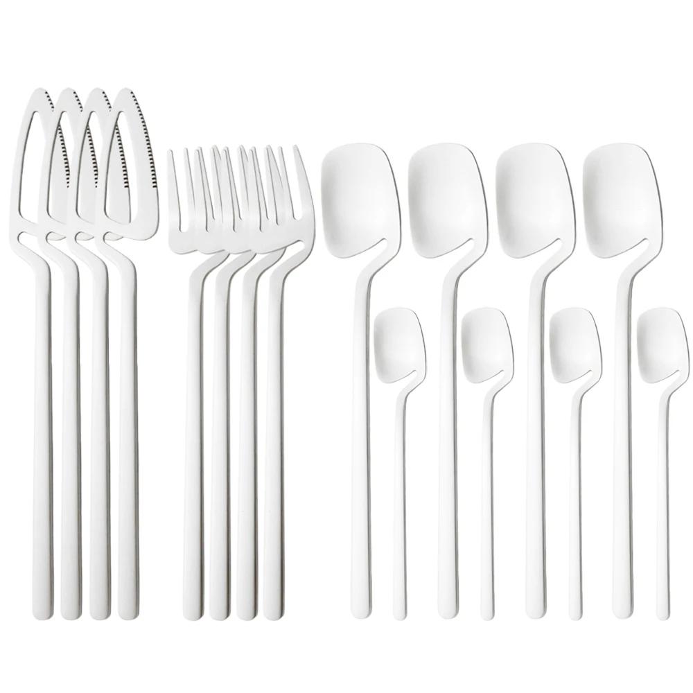 16Pcs Rainbow Matte Tableware Knife Fork Spoon Dinnerware Set Stainless Steel Cutlery Western Flatware Kitchen Silverware Set