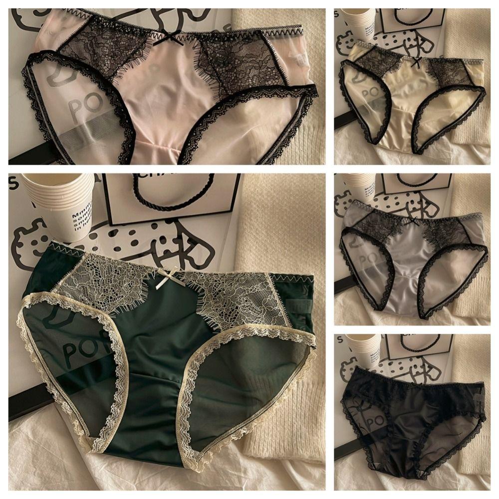 Briefs Bow Lace Panties Middle Waist Lace Briefs Temptation Sexy Panties Girl