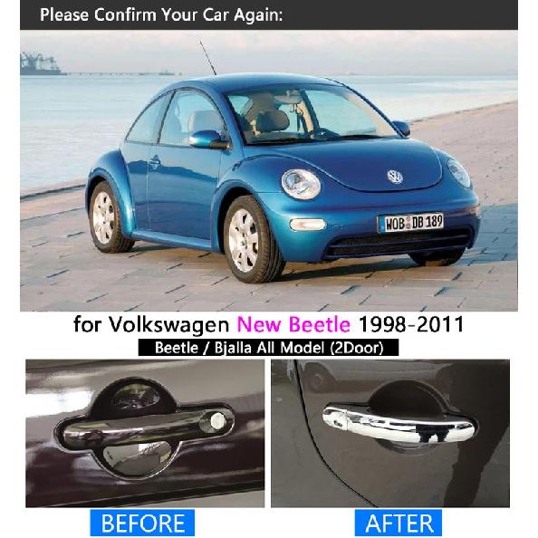 for VW New Beetle 1998 - 2011 Chrome Handle Cover Trim for Volkswagen 2002 2003 2005 2007 2009 Accessories Stickers Car Styling
