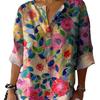 Fashion Summer Floral Printed Women Blouse V Neck Loose Casual Simple Office Shirt Ladies Summer Plus Size Holiday Sweet Short Sleeve Tops Clothes