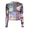 Womens/Ladies Ludlow Graphic Print Mesh Crop Top