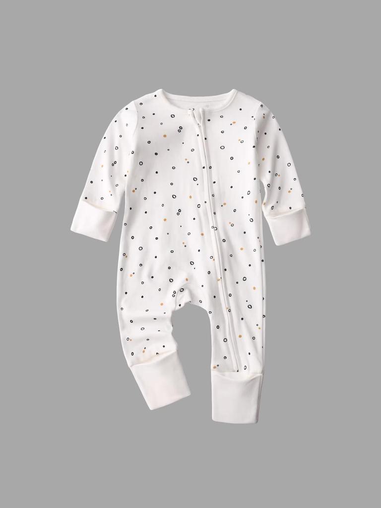 Newborn Cotton Zipper Footed Romper - Long Sleeve, All-Seasons Wear
