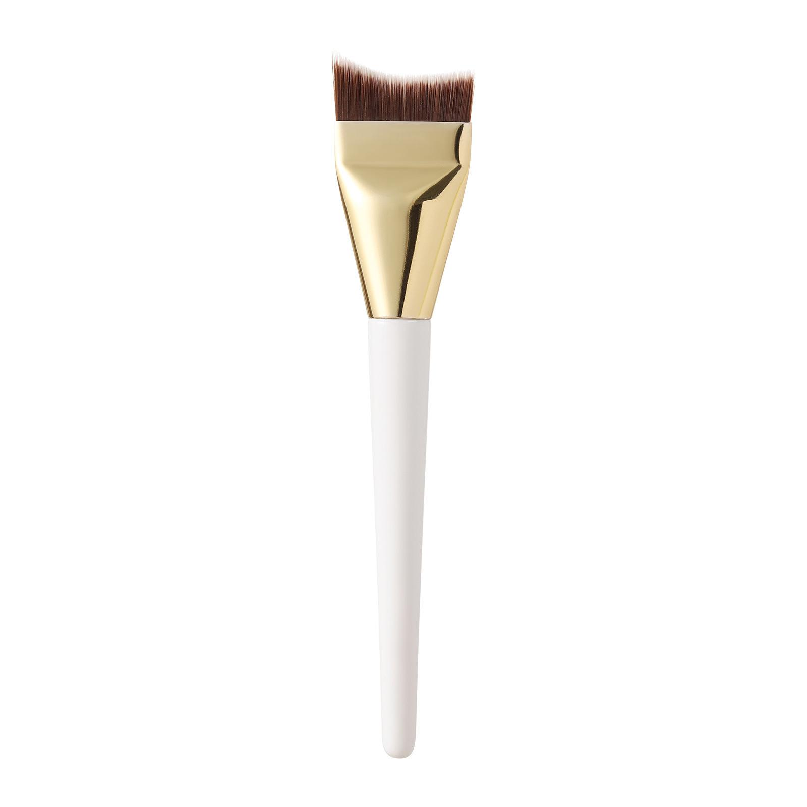 Fish Tail Foundation Brush Curved Non-Absorbing Ultra-Thin Angled Crescent Newbie Seamless Concealer Brush Flat Head Makeup Tool White handle gold fishtai