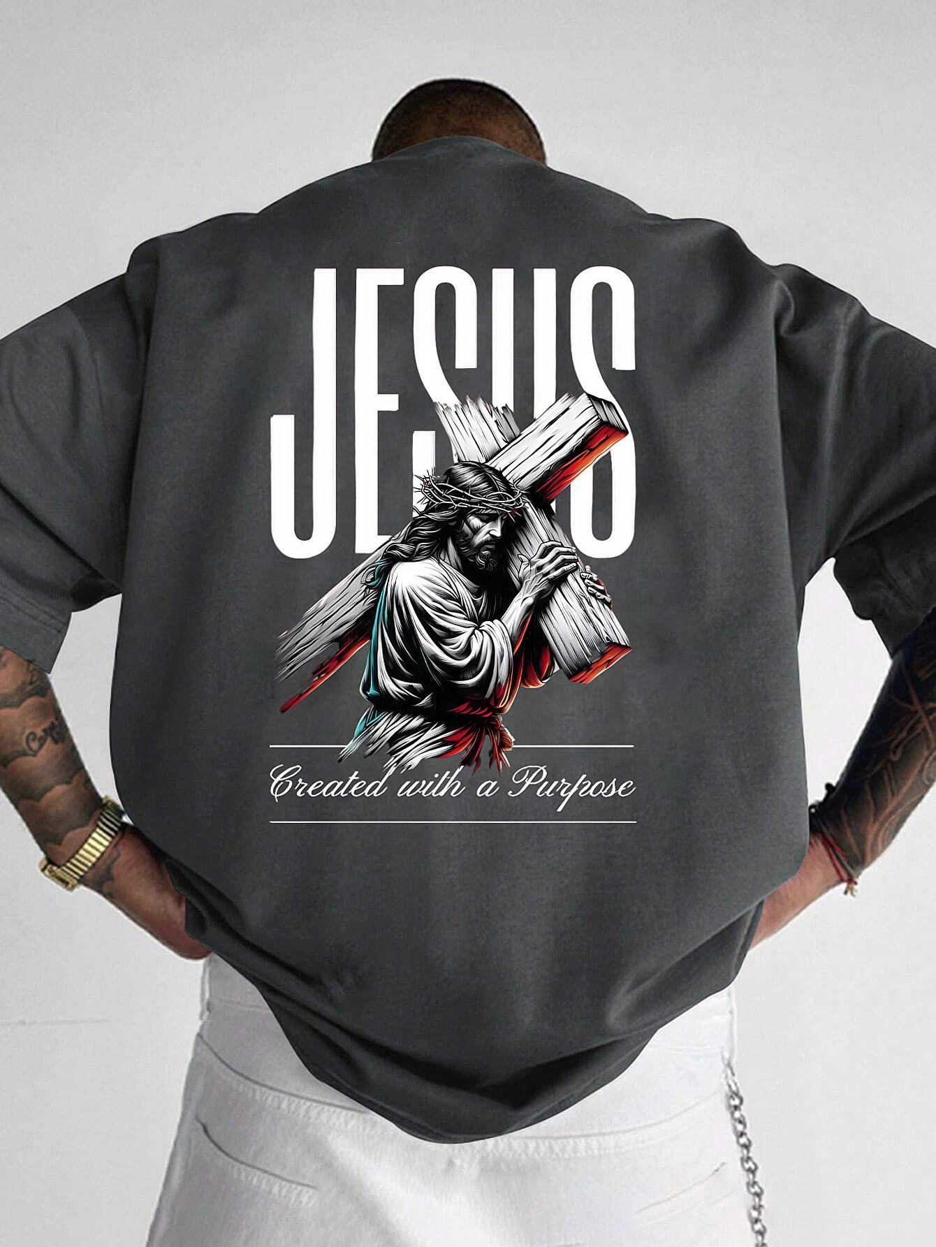 

Jesus Religious Art Fashion Summer Mens Tshirt 100 Pure Cotton Street Trend Shortsleeved Mens Clothing S