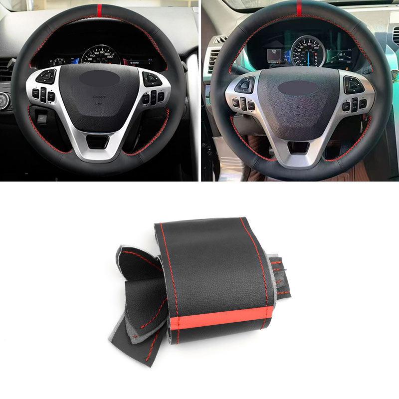 Hand-stitched For Ford Explorer 2011-2016 Taurus 2012-2015 Edge 2011-2014 Car-styling Steering Wheel Microfiber Leather Cover