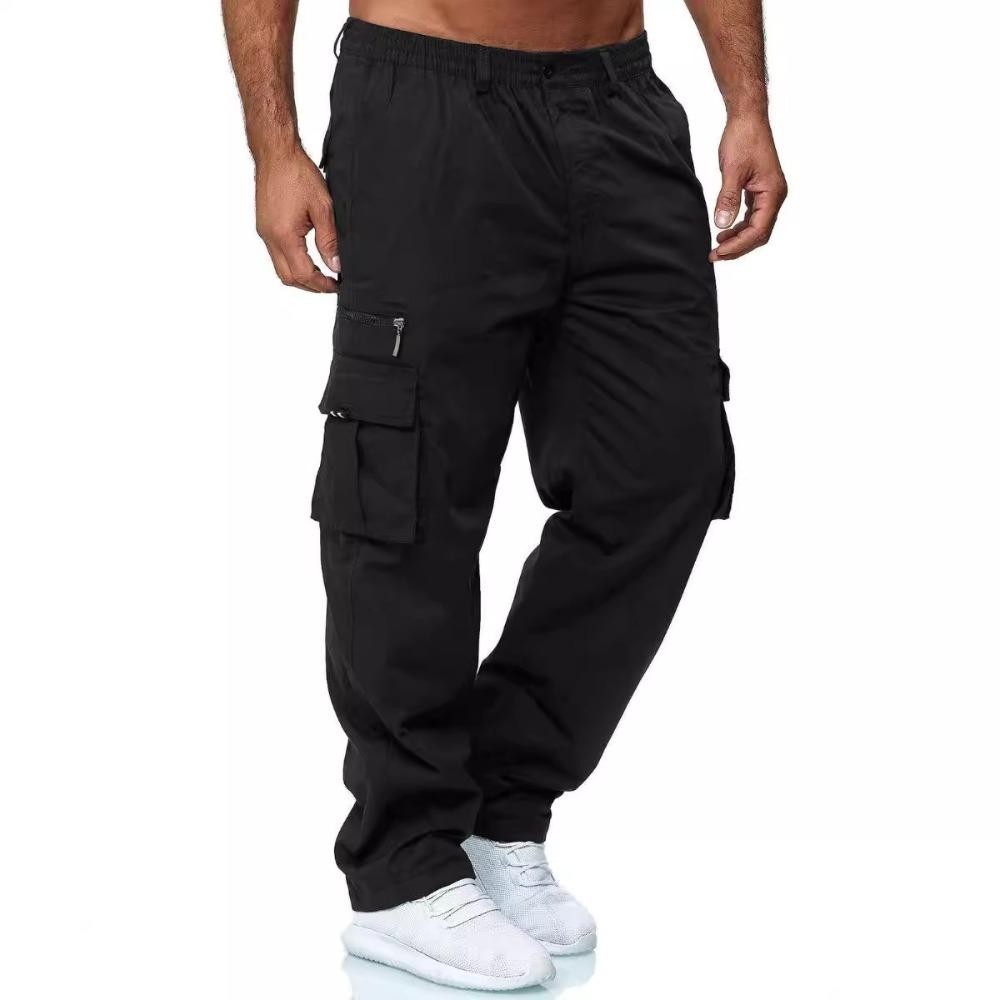 Men's Casual Cargo Pants Drawstring Multi-Pocket Tactical Trousers Outdoor Hiking Jogging Sports Pants