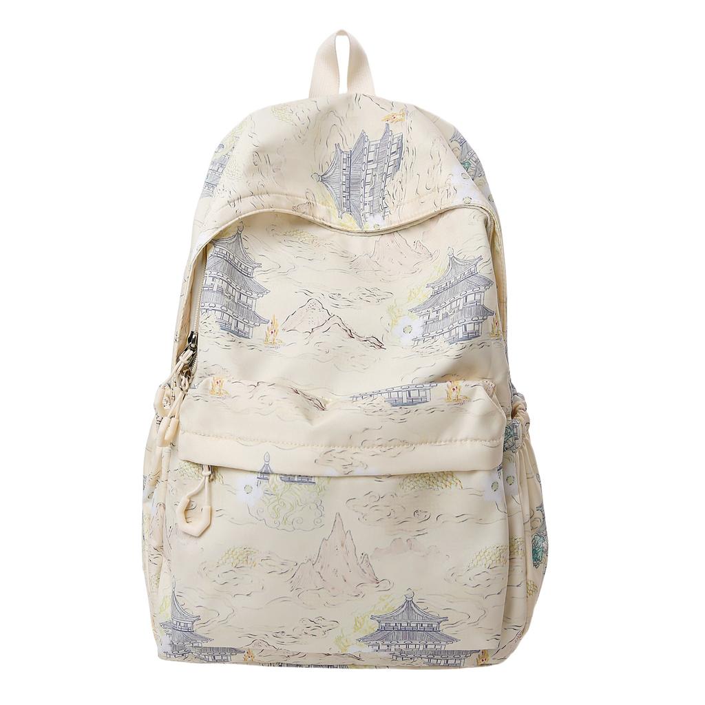 Schoolbag Fashion Landscape Printed Backpack Large Capacity National Style Ink Trend Backpack Leisure Travel Commuter Student School Bag