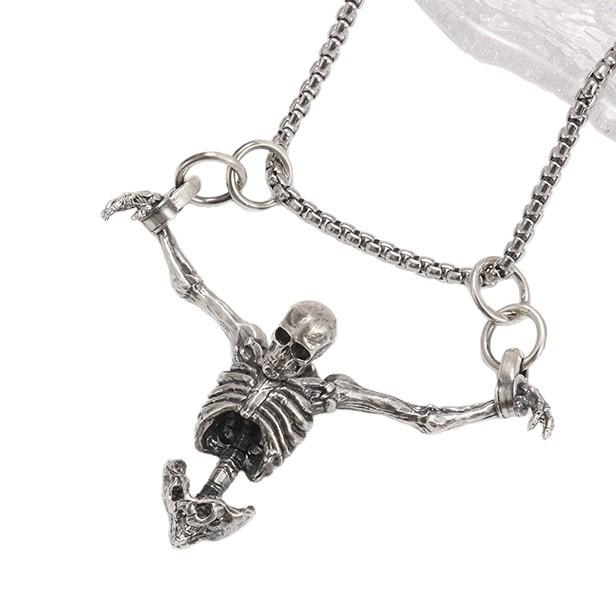 Eco-Friendly European & American Halloween Punk Skull Necklace - Retro Fashion Jewelry